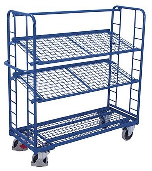 Polcos kocsi 3 fémhálós polccal