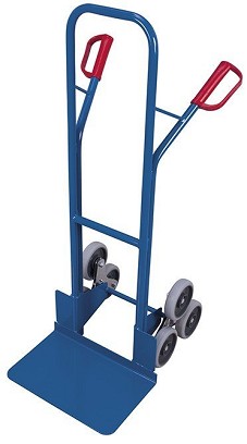 Lépcsőjáró molnárkocsi 2 háromkaros csillagkerékkel, nagy rakfelülettel