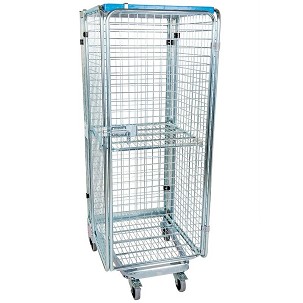 Összecsukható biztonsági rolly kocsi,műanyag tetővel, drótpolccal 1600