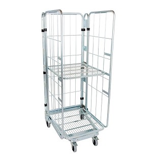 Összecsukható rolly kocsi 3 oldalfallal, drótpolccal 1550