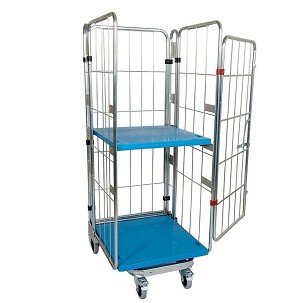 Összecsukható rolly kocsi 4 oldalfallal, műanyag polccal 1550