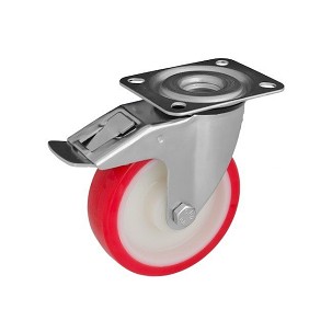 Forgó - fékes Poliuretán futófelületű kerék 150 mm