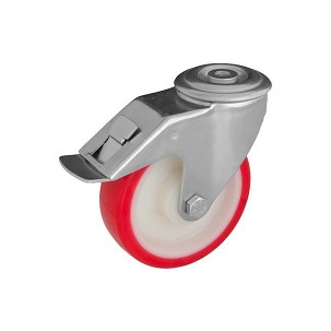 Hátfuratos - fékes Poliuretán futófelületű kerék 200 mm