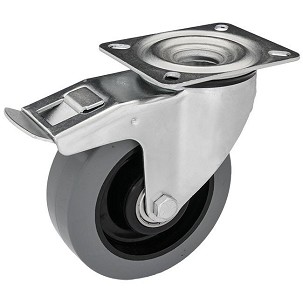 Forgó - fékes Szürke gumis nyommentes kerék 