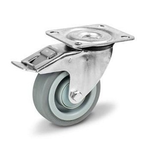 Forgó - fékes Szürke gumis nyommentes kerék 