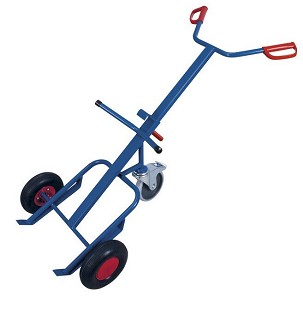 Hordószállító molnárkocsi támasztó görgővel