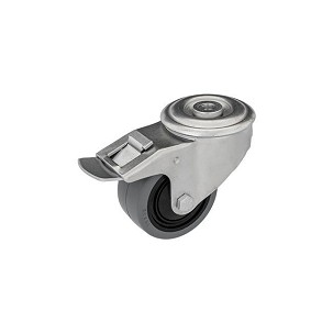 Hátfuratos - fékes Szürke gumis nyommentes kerék 160 mm