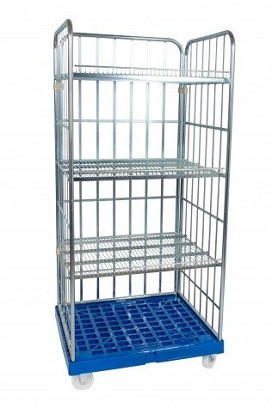 Rolly kocsi 3 oldalfallal 1600 - 3 db rácsos polccal - kék