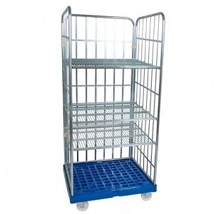 Rolly kocsi 3 oldalfallal 1600 - lejtős polccal - kék