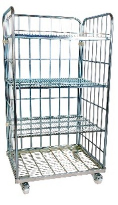 Rolly kocsi 3 oldalfallal 1600 -3 db rácsos polccal  - fém