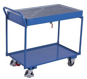 Asztalkocsi 2 rakfelülettel és horganyozott ráccsal
