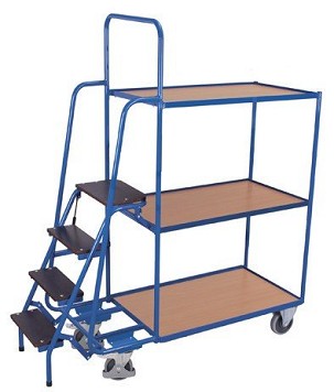 Magas anyagösszekészítő asztalkocsi 3 polccal