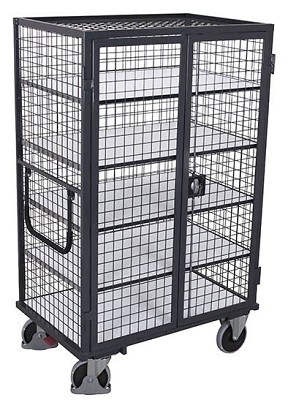 ESD polcos kocsi fixen hegesztett - rácsos - zárható