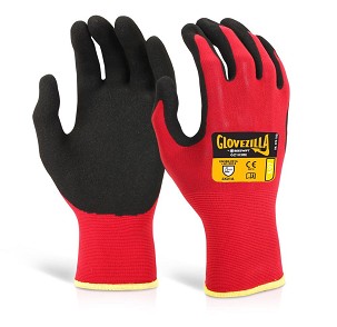 GLOVEZILLA NITRIL NYLON KESZTYŰ Piros M